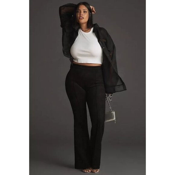 Sanctuary x Anthropologie Lana Black Pull On Flare Pants Modern Soft Stretch - Picture 1 of 9